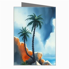 Delicate Watercolor Painting Surreal Oasis Scene With Intense Dramatic Lighting Greeting Card from ArtsNow.com Right