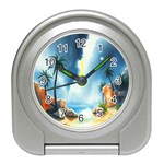 Delicate Watercolor Painting Surreal Oasis Scene With Intense Dramatic Lighting Travel Alarm Clock