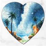 Delicate Watercolor Painting Surreal Oasis Scene With Intense Dramatic Lighting Jigsaw Puzzle (Heart)