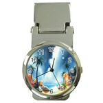 Delicate Watercolor Painting Surreal Oasis Scene With Intense Dramatic Lighting Money Clip Watches