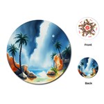 Delicate Watercolor Painting Surreal Oasis Scene With Intense Dramatic Lighting Playing Cards Single Design (Round)