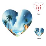 Delicate Watercolor Painting Surreal Oasis Scene With Intense Dramatic Lighting Playing Cards Single Design (Heart)