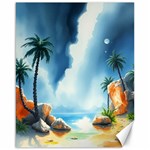 Delicate Watercolor Painting Surreal Oasis Scene With Intense Dramatic Lighting Canvas 16  x 20 