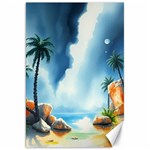 Delicate Watercolor Painting Surreal Oasis Scene With Intense Dramatic Lighting Canvas 20  x 30 