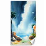 Delicate Watercolor Painting Surreal Oasis Scene With Intense Dramatic Lighting Canvas 40  x 72 