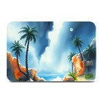 Delicate Watercolor Painting Surreal Oasis Scene With Intense Dramatic Lighting Plate Mats