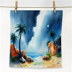 Delicate Watercolor Painting Surreal Oasis Scene With Intense Dramatic Lighting Face Towel