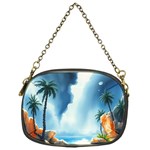 Delicate Watercolor Painting Surreal Oasis Scene With Intense Dramatic Lighting Chain Purse (One Side)