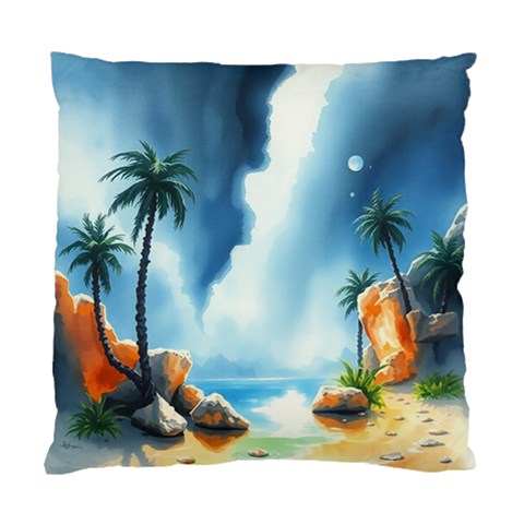 Delicate Watercolor Painting Surreal Oasis Scene With Intense Dramatic Lighting Standard Cushion Case (One Side) from ArtsNow.com Front