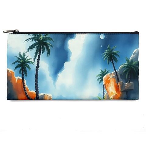 Delicate Watercolor Painting Surreal Oasis Scene With Intense Dramatic Lighting Pencil Cases from ArtsNow.com Front