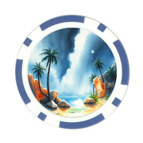 Delicate Watercolor Painting Surreal Oasis Scene With Intense Dramatic Lighting Poker Chip Card Guard (10 pack) from ArtsNow.com Front