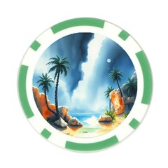 Delicate Watercolor Painting Surreal Oasis Scene With Intense Dramatic Lighting Poker Chip Card Guard (10 pack) from ArtsNow.com Front