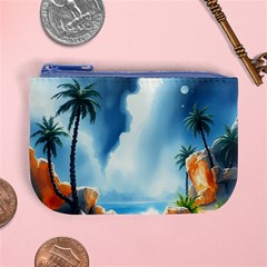 Delicate Watercolor Painting Surreal Oasis Scene With Intense Dramatic Lighting Mini Coin Purse from ArtsNow.com Front