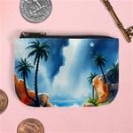 Delicate Watercolor Painting Surreal Oasis Scene With Intense Dramatic Lighting Mini Coin Purse