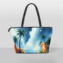 Delicate Watercolor Painting Surreal Oasis Scene With Intense Dramatic Lighting Classic Shoulder Handbag from ArtsNow.com Back