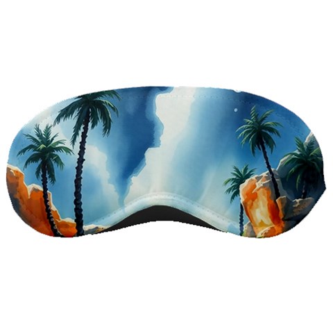 Delicate Watercolor Painting Surreal Oasis Scene With Intense Dramatic Lighting Sleep Mask from ArtsNow.com Front