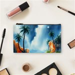 Delicate Watercolor Painting Surreal Oasis Scene With Intense Dramatic Lighting Cosmetic Bag (Small)