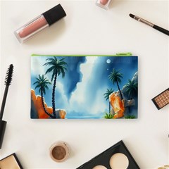 Delicate Watercolor Painting Surreal Oasis Scene With Intense Dramatic Lighting Cosmetic Bag (Small) from ArtsNow.com Back