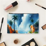 Delicate Watercolor Painting Surreal Oasis Scene With Intense Dramatic Lighting Cosmetic Bag (Medium)