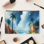 Delicate Watercolor Painting Surreal Oasis Scene With Intense Dramatic Lighting Cosmetic Bag (Large)