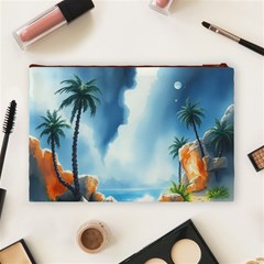 Delicate Watercolor Painting Surreal Oasis Scene With Intense Dramatic Lighting Cosmetic Bag (Large) from ArtsNow.com Back