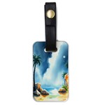 Delicate Watercolor Painting Surreal Oasis Scene With Intense Dramatic Lighting Luggage Tag (one side)