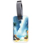 Delicate Watercolor Painting Surreal Oasis Scene With Intense Dramatic Lighting Luggage Tag (two sides)