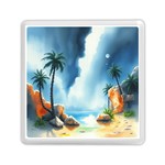 Delicate Watercolor Painting Surreal Oasis Scene With Intense Dramatic Lighting Memory Card Reader (Square)