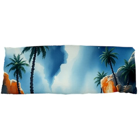 Delicate Watercolor Painting Surreal Oasis Scene With Intense Dramatic Lighting 15 x40  Body Pillow Case Dakimakura (Two Sides) from ArtsNow.com Front