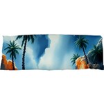 Delicate Watercolor Painting Surreal Oasis Scene With Intense Dramatic Lighting 17 x47  Body Pillow Case Dakimakura (Two Sides)