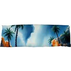 Delicate Watercolor Painting Surreal Oasis Scene With Intense Dramatic Lighting 21 x63  Body Pillow Case Dakimakura (Two Sides) from ArtsNow.com Front