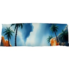 Delicate Watercolor Painting Surreal Oasis Scene With Intense Dramatic Lighting 25 x71  Body Pillow Case Dakimakura (Two Sides) from ArtsNow.com Front