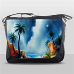 Delicate Watercolor Painting Surreal Oasis Scene With Intense Dramatic Lighting Messenger Bag