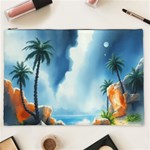 Delicate Watercolor Painting Surreal Oasis Scene With Intense Dramatic Lighting Cosmetic Bag (XXL)