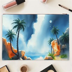 Delicate Watercolor Painting Surreal Oasis Scene With Intense Dramatic Lighting Cosmetic Bag (XXL) from ArtsNow.com Back