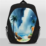 Delicate Watercolor Painting Surreal Oasis Scene With Intense Dramatic Lighting Backpack Bag