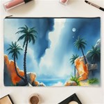 Delicate Watercolor Painting Surreal Oasis Scene With Intense Dramatic Lighting Cosmetic Bag (XXXL)