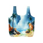 Delicate Watercolor Painting Surreal Oasis Scene With Intense Dramatic Lighting Full Print Recycle Bag (S)