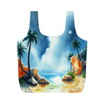 Delicate Watercolor Painting Surreal Oasis Scene With Intense Dramatic Lighting Full Print Recycle Bag (M)