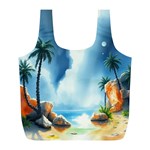 Delicate Watercolor Painting Surreal Oasis Scene With Intense Dramatic Lighting Full Print Recycle Bag (L)