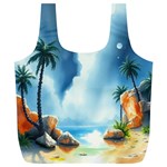 Delicate Watercolor Painting Surreal Oasis Scene With Intense Dramatic Lighting Full Print Recycle Bag (XL)