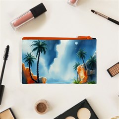 Delicate Watercolor Painting Surreal Oasis Scene With Intense Dramatic Lighting Cosmetic Bag (XS) from ArtsNow.com Back