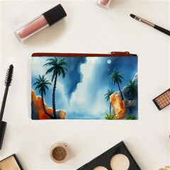 Delicate Watercolor Painting Surreal Oasis Scene With Intense Dramatic Lighting Cosmetic Bag (XS) from ArtsNow.com Back