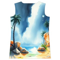 Delicate Watercolor Painting Surreal Oasis Scene With Intense Dramatic Lighting Women s Basketball Tank Top from ArtsNow.com Back