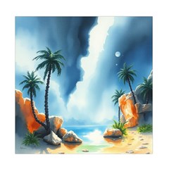 Delicate Watercolor Painting Surreal Oasis Scene With Intense Dramatic Lighting Duvet Cover Double Side (Full/ Double Size) from ArtsNow.com Front