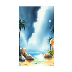 Delicate Watercolor Painting Surreal Oasis Scene With Intense Dramatic Lighting Duvet Cover Double Side (Single Size) from ArtsNow.com Back