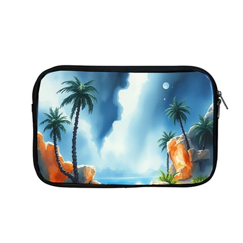 Delicate Watercolor Painting Surreal Oasis Scene With Intense Dramatic Lighting Apple MacBook Pro 13  Zipper Case from ArtsNow.com Front