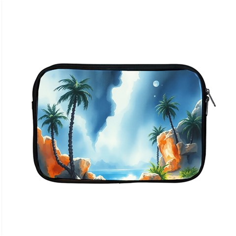 Delicate Watercolor Painting Surreal Oasis Scene With Intense Dramatic Lighting Apple MacBook Pro 15  Zipper Case from ArtsNow.com Front