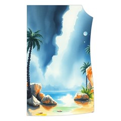 Delicate Watercolor Painting Surreal Oasis Scene With Intense Dramatic Lighting Women s Button Up Vest from ArtsNow.com Front Left