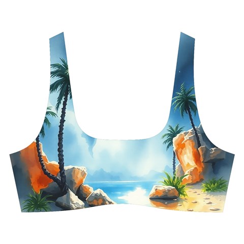 Delicate Watercolor Painting Surreal Oasis Scene With Intense Dramatic Lighting Cross Back Hipster Bikini Set from ArtsNow.com Front